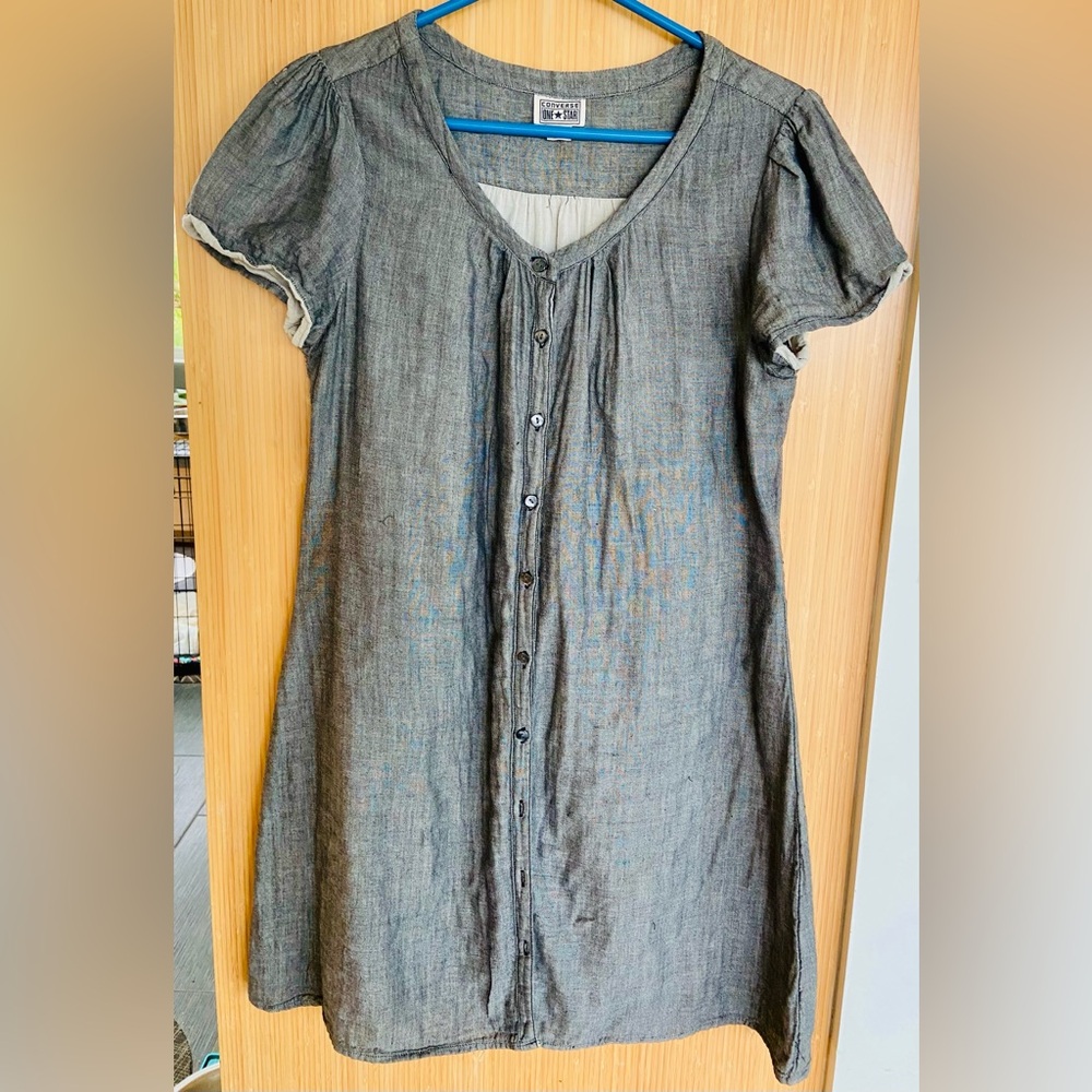 Converse Charcoal Button-Front Mini Dress
